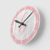  wit hout afdrukken & zalmroze monogram ronde klok (Hoek)