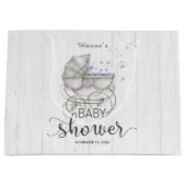 Wit Hout &  Carriage Boy Baby shower Large Cadeautasje (Voorkant)