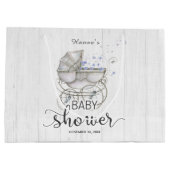 Wit Hout &  Carriage Boy Baby shower Large Cadeautasje (Achterkant)