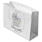 Wit Hout &  Carriage Boy Baby shower Large Cadeautasje (Achterkant Gekanteld)