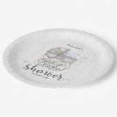 Wit Hout &  Carriage Boy Baby shower Papieren Bordje (Gekanteld)