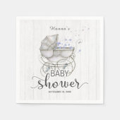 Wit Hout &  Carriage Boy Baby shower Servetten (Voorkant)