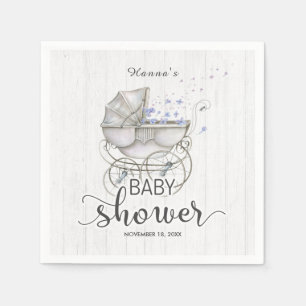 Wit Hout & Carriage Boy Baby shower Servetten