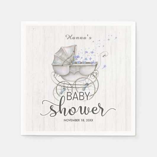 Wit Hout &  Carriage Boy Baby shower Servetten (Voorkant)