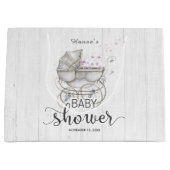 Wit Hout &  Carriage Meisje Baby shower Groot Cadeauzakje (Voorkant)
