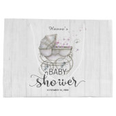 Wit Hout &  Carriage Meisje Baby shower Groot Cadeauzakje (Achterkant)