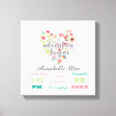 Wit Hout Chique Bloemen Hart Baby Meisje Geboorte  Canvas Afdruk (Voorkant)