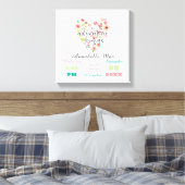 Wit Hout Chique Bloemen Hart Baby Meisje Geboorte  Canvas Afdruk (Insitu (Slaapkamer))