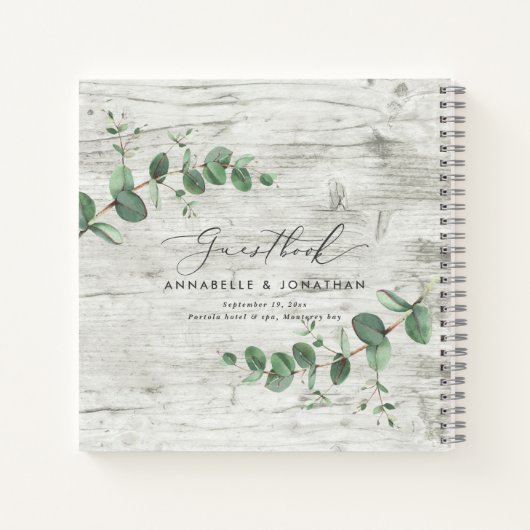 wit hout eucalyptus rustig eenvoudig gastenboek notitieboek (Achterkant)