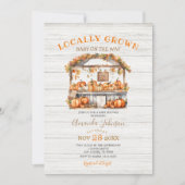 Wit Hout Lokaal Gekweekt Pompoen Herfst Baby showe Kaart (Voorkant)