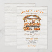 Wit Hout Lokaal Gekweekt Pompoen Herfst Baby showe Kaart (Voorkant / Achterkant)