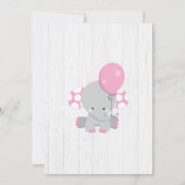 Wit Hout Roze Olifant Baby shower Invitation Kaart (Achterkant)