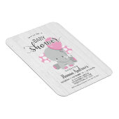 Wit Hout Roze Olifant Baby shower Invitation Magneet (Rechterzijde)