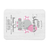 Wit Hout Roze Olifant Baby shower Invitation Magneet (Horizontaal)