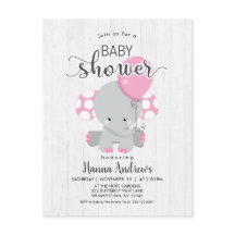 Wit Hout Roze Olifant Baby shower Invitation