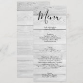 Wit Hout Rustieke Chic Trouwmenu Menu (Voorkant / Achterkant)