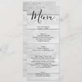 Wit hout rustieke chique bruiloft menu (Voorkant / Achterkant)