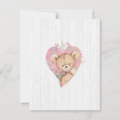 Wit Hout Teddy Bear Meisje Baby shower Uitnodiging (Achterkant)