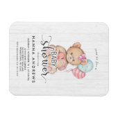 Wit Hout Teddy Bear Meisje Baby shower Uitnodiging Magneet (Horizontaal)