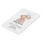 Wit Hout Teddy Bear Meisje Baby shower Uitnodiging Magneet (Linkerzijde)