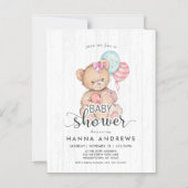 Wit Hout Teddy Bear Meisje Baby shower Uitnodiging Magnetische Uitnodiging (Voorkant)