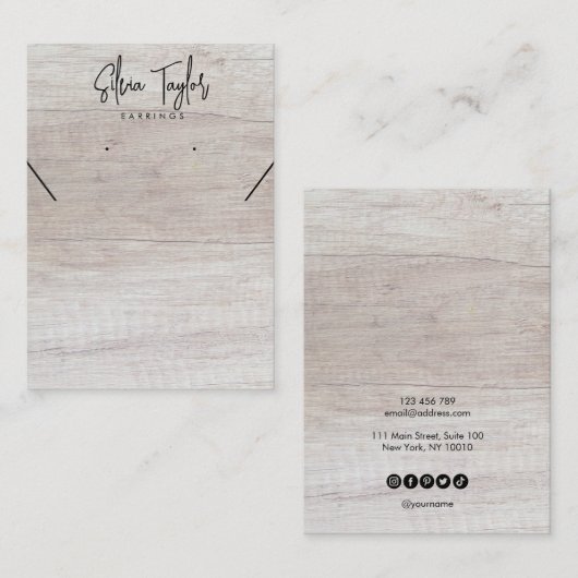 Wit Hout Uw Logo Oorbel Display Kaart Visitekaartje (Voorkant / Achterkant)