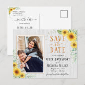 Wit hout Zonnebloem Save the Date Foto Feestdagenkaart (Voorkant / Achterkant)