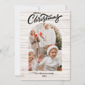 Wit Houten Jaar in Review Multi Fotocollage Aankondiging (Voorkant)