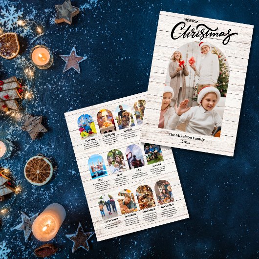 Wit Houten Jaar in Review Multi Fotocollage Aankondiging