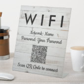 Wit Houten WiFi Wachtwoord Code QR Code Reclamebord Met Voetstuk (Insitu)