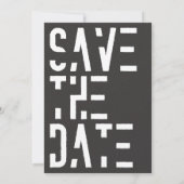 Wit Houtskoolgrijs 70s Retro Strepen Trouwen Save The Date (Achterkant)