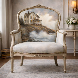 Wit huis met klif aan zee decoupage tissuepapier