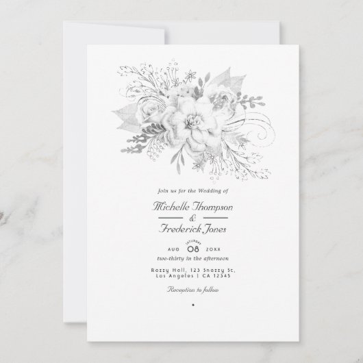 Wit huwelijk — Floral QR-code RSVP Kaart (Voorkant)