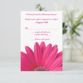 Wit Huwelijk RSVP Kaart met Roze Gerbera Gerbera D (Staand voorkant)