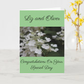 WIT-HYDRANGEAS-CONGRATULATIES VOOR DOUANEWEDING KAART (Gele Bloem)