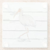 Wit Ibis Nautical Beach Decor Glass Onderzetter (Achterkant)