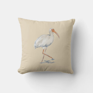 Wit ibis Tropisch Schilderij Neutraal Kussen
