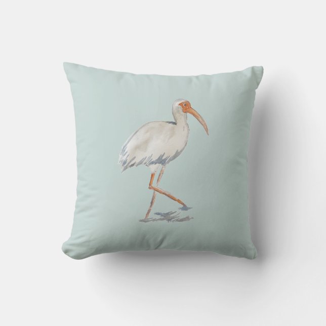 Wit ibis Tropisch Schilderij Neutraal Kussen (Voorkant)