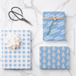 Wit | Ice Blue | Kerstmis Inpakpapier Vel