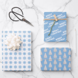 Wit   Ice Blue   Kerstmis Inpakpapier Vel