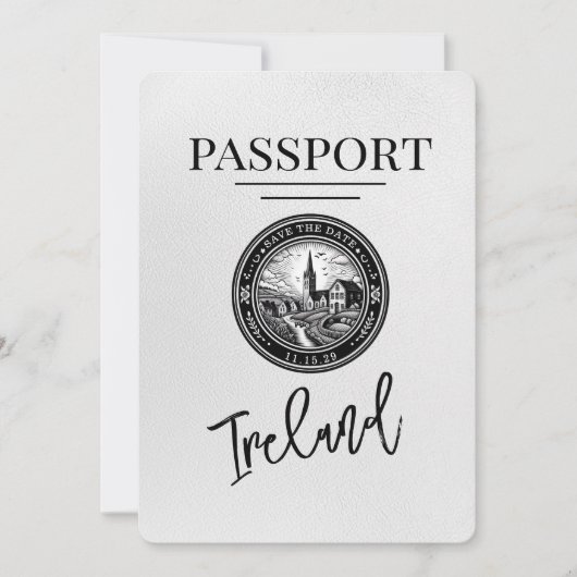 Wit Ierland paspoort Bewaar de datum Save The Date (Voorkant)