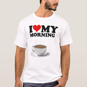 Wit Ik hou van mijn ochtendkoffie T-shirt