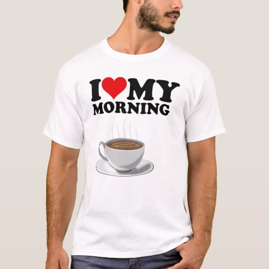 Wit Ik hou van mijn ochtendkoffie T-shirt (Voorkant)