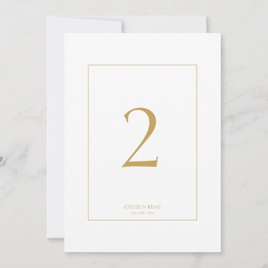 Wit | Imitatie Goud Lijst Trouwtafel Nummer (Achterkant)