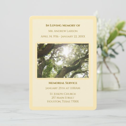 Wit in liefdevolle herinnering Trees Memorial begr Kaart (Staand voorkant)