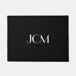 Wit Initiaal monogram op zwart Deurmat