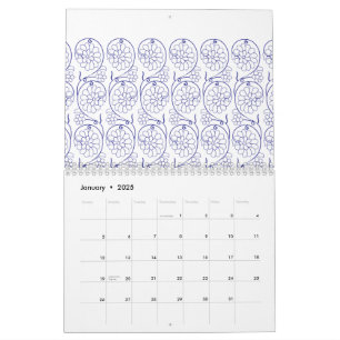 Wit inpakpapier met een subtiel, herhalend deel kalender