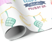 Wit inpakpapier van Eid Al-Fitr Mubarak (Rol Hoek)