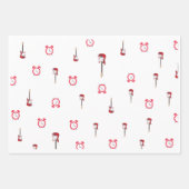 Wit inpakvel met gitaar en klok inpakpapier vel (Voorkant 2)