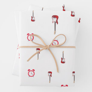 Wit inpakvel met gitaar en klok inpakpapier vel